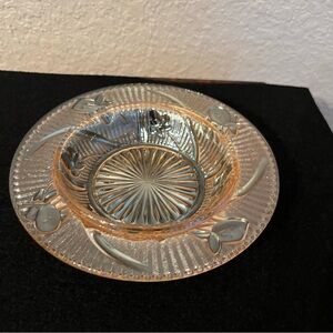 Vintage Iridescent Iris Herringbone Marigold Dish Carnival Glass